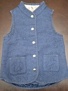 Max Studio Quilted Navy Floral Vest Size 3T
